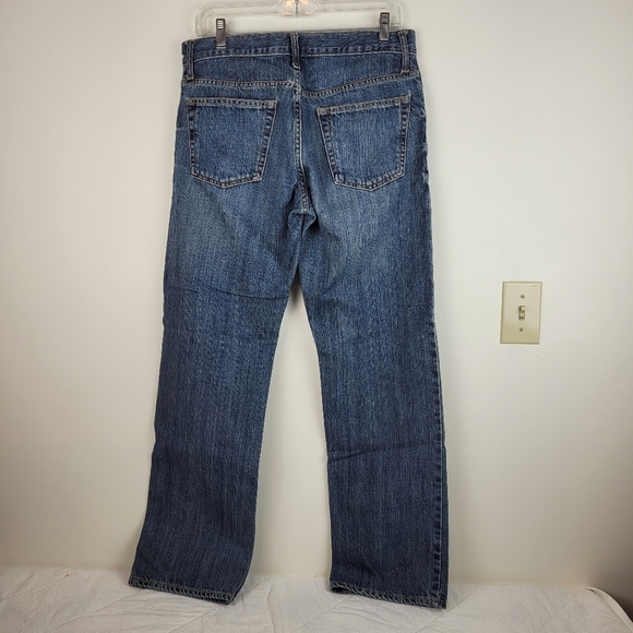 Old Navy Straight 100% Cotton Men's Blue Jeans 32 X32 medium wash whiskering - Picture 3 of 11